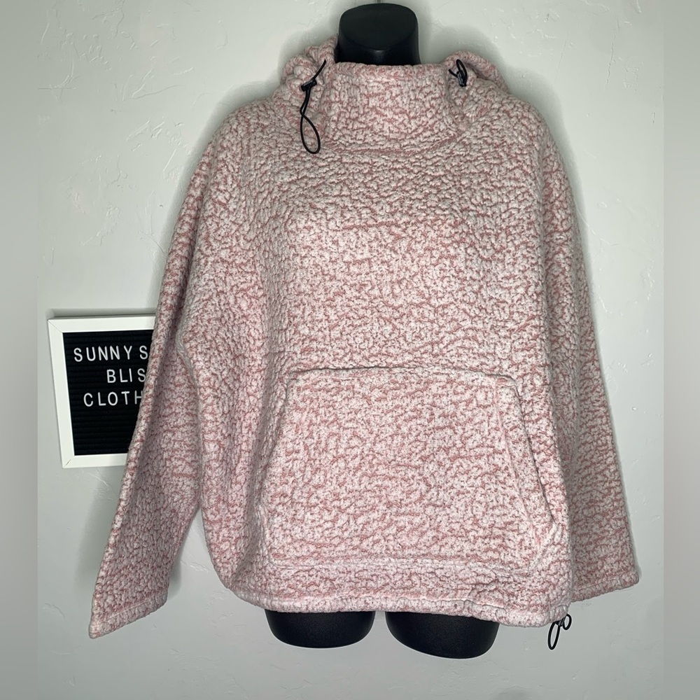 Victoria’s Secret Pink Sherpa Teddy Funnel Neck Hooded Pullover Sweater Large